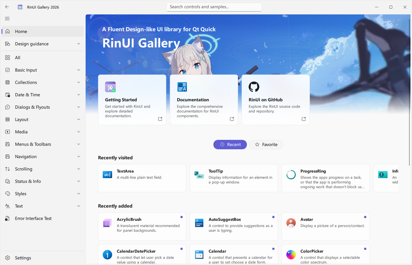 FluentWindow examples in light and dark themes